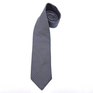 Vintage FERRELL REED Mens Navy Blue Silk Tie With White And Blue Dot Pattern